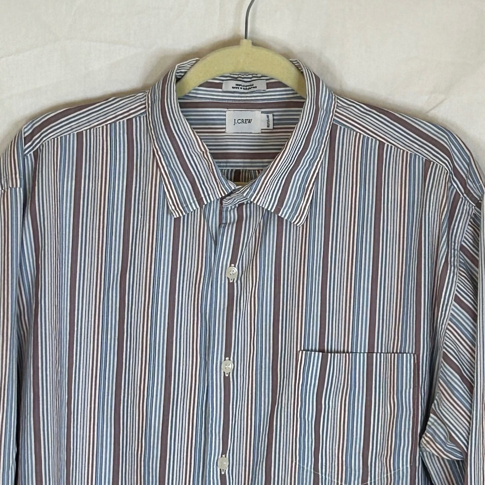 J Crew Mens XL Striped Long Sleeve Button Down Shirt Cotton Top - Picture 3 of 9